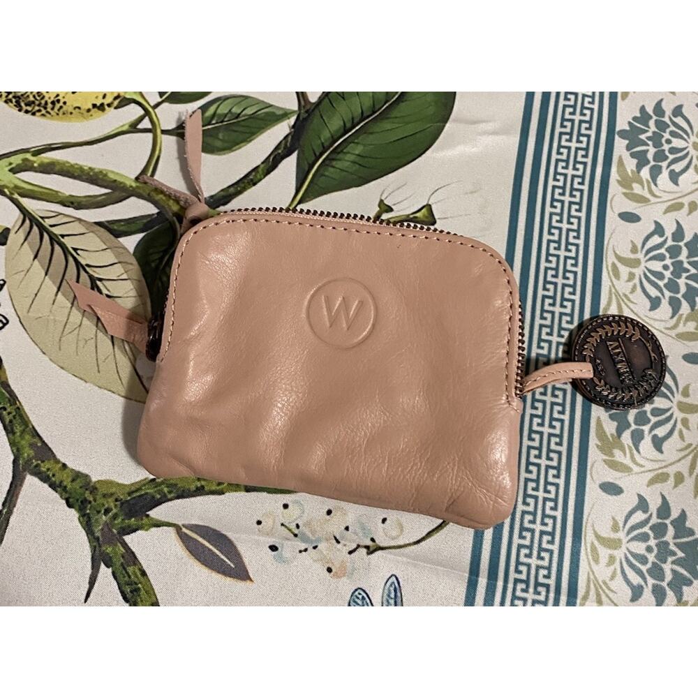 Wanderers Travel Co Pink Coin Card Wallet Double Zip Soft Leather Logo Charm